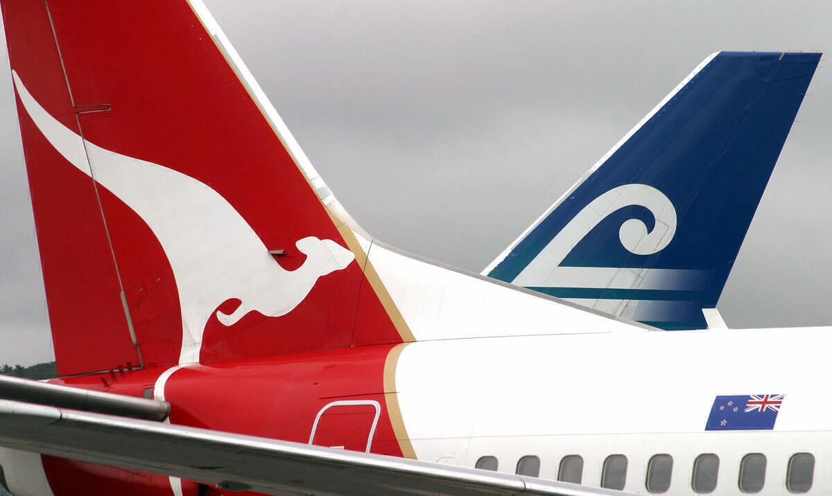 The tail of an Australian Qantas aircraf