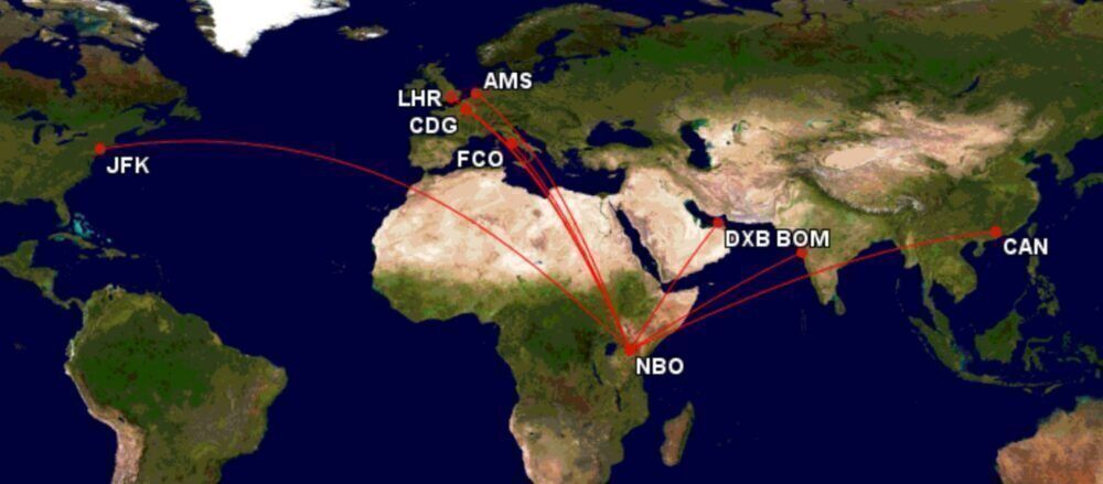 Kenya Airways' route map