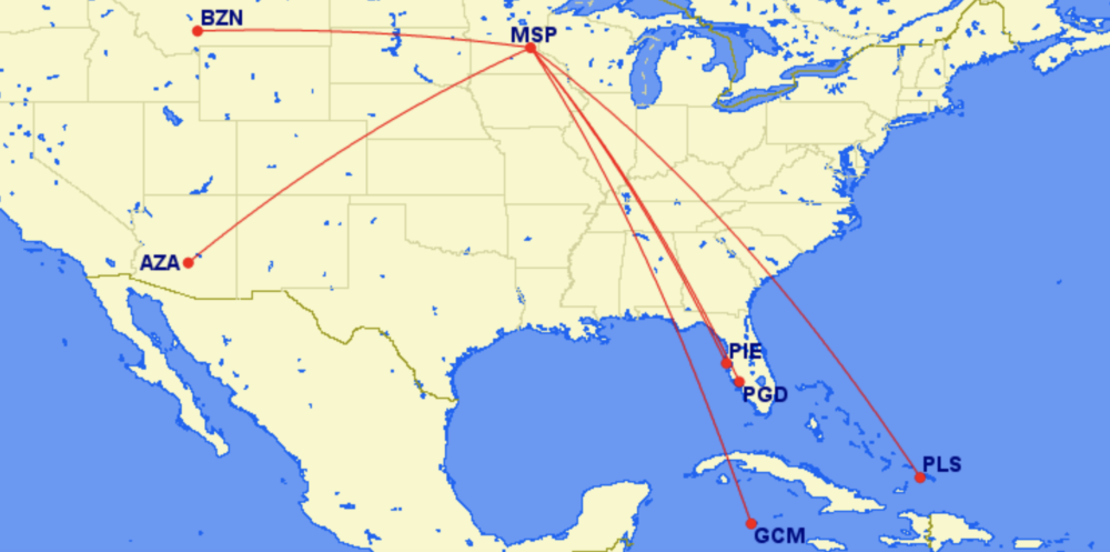MSP Sun Country new Routes
