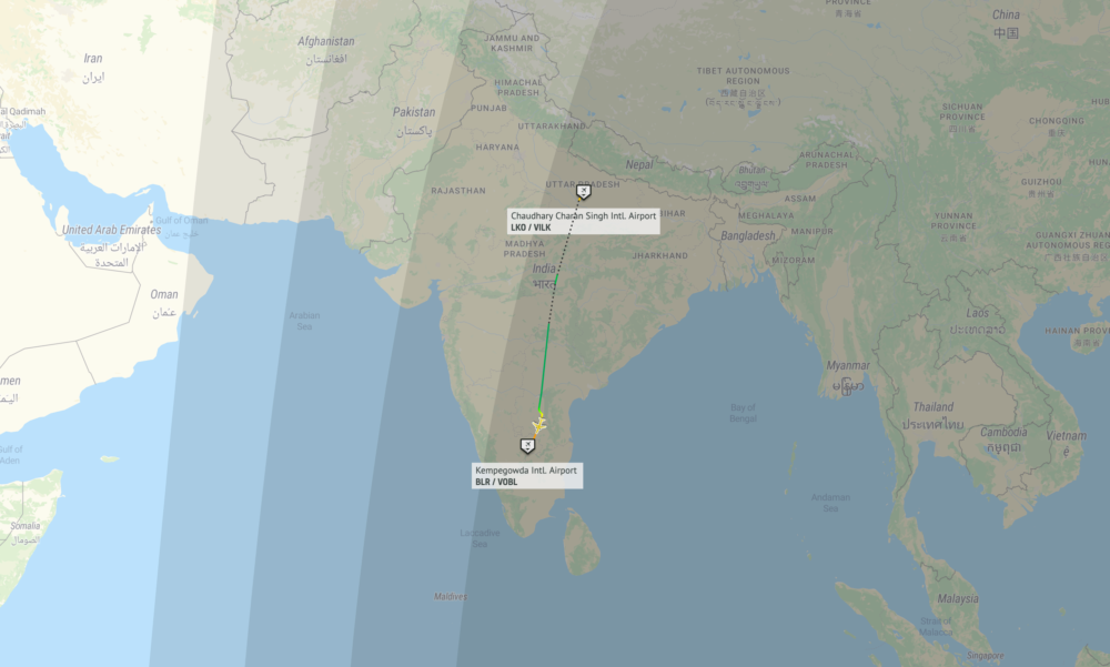 IndiGo A320 Emergency Landing Map