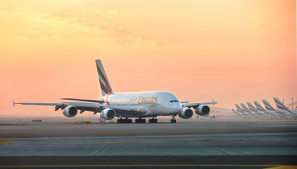 An A380 on the ground in Dubai
