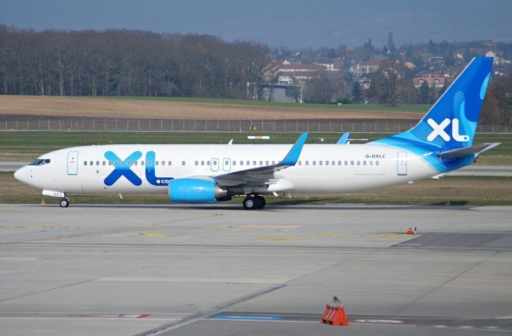 An XL Airways Boeing 737 taxiing to the runway.