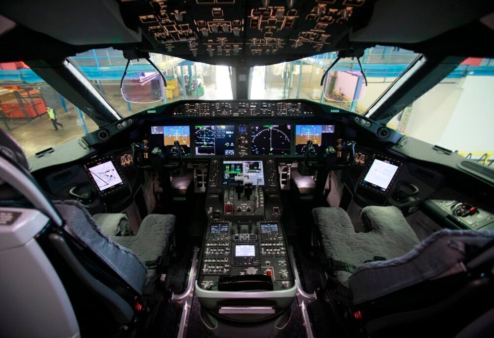 A picture shows the view of the cockpit