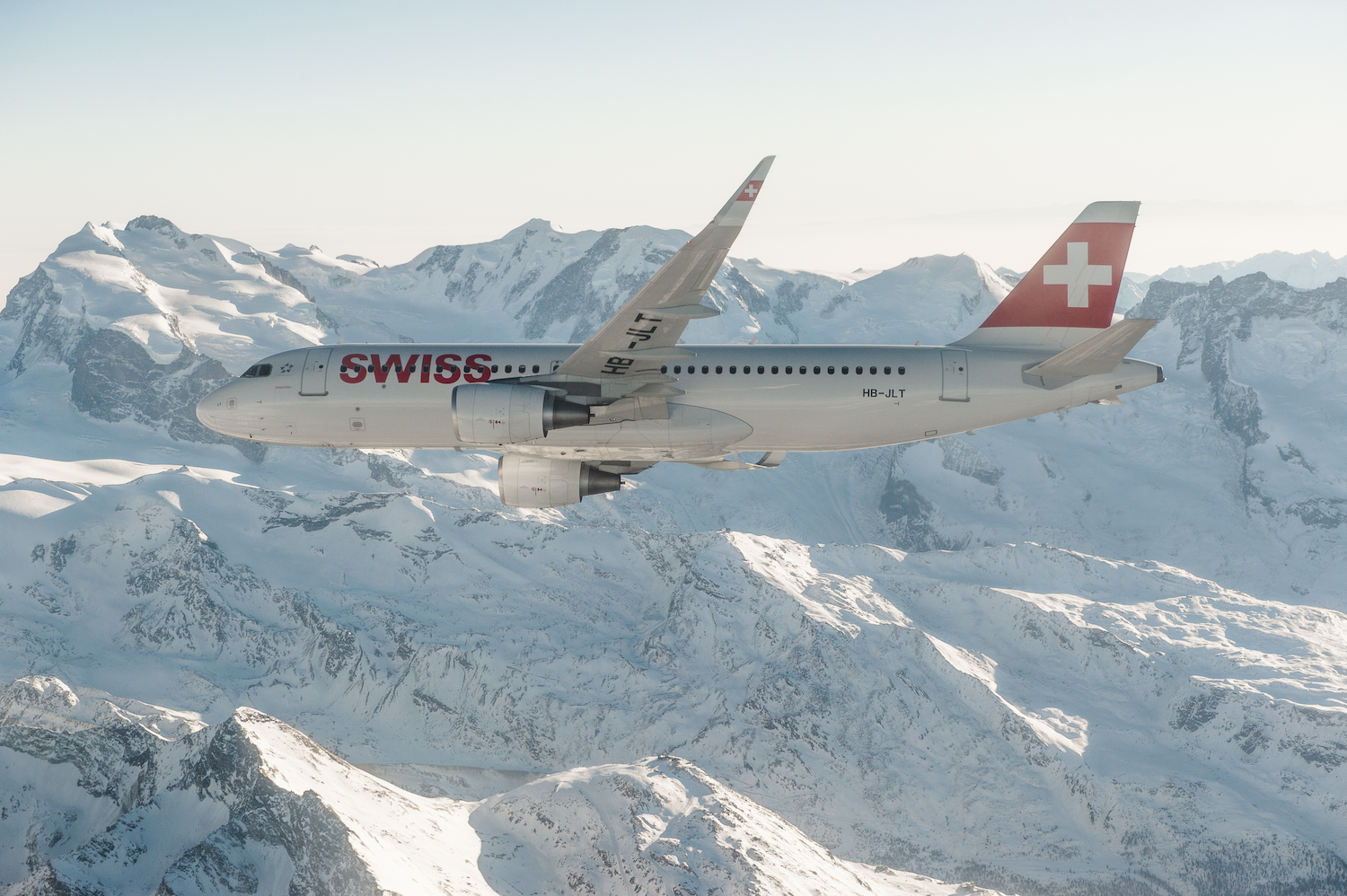 SWISS A320 over the SWISS Alps.