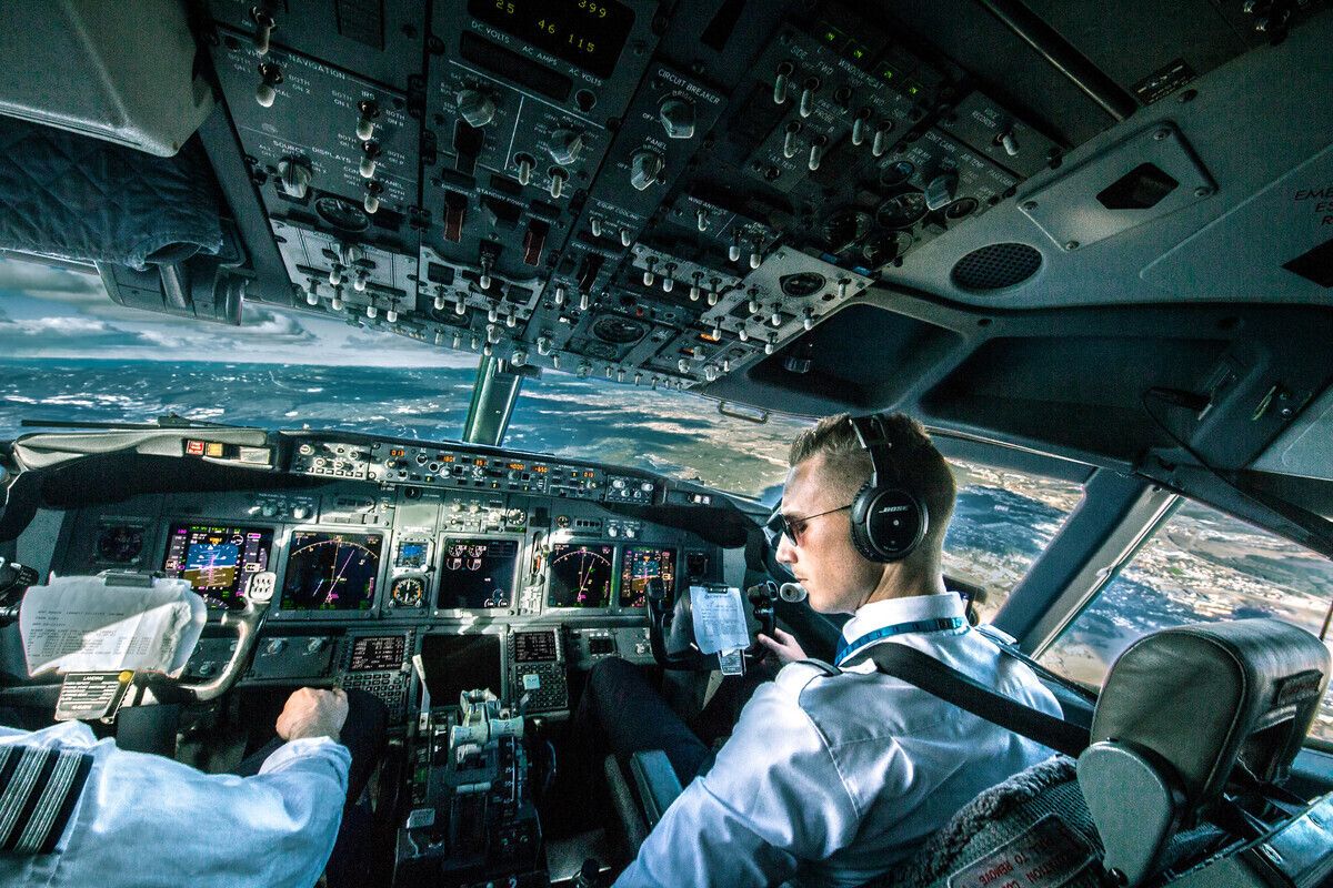 pilots in cockpit