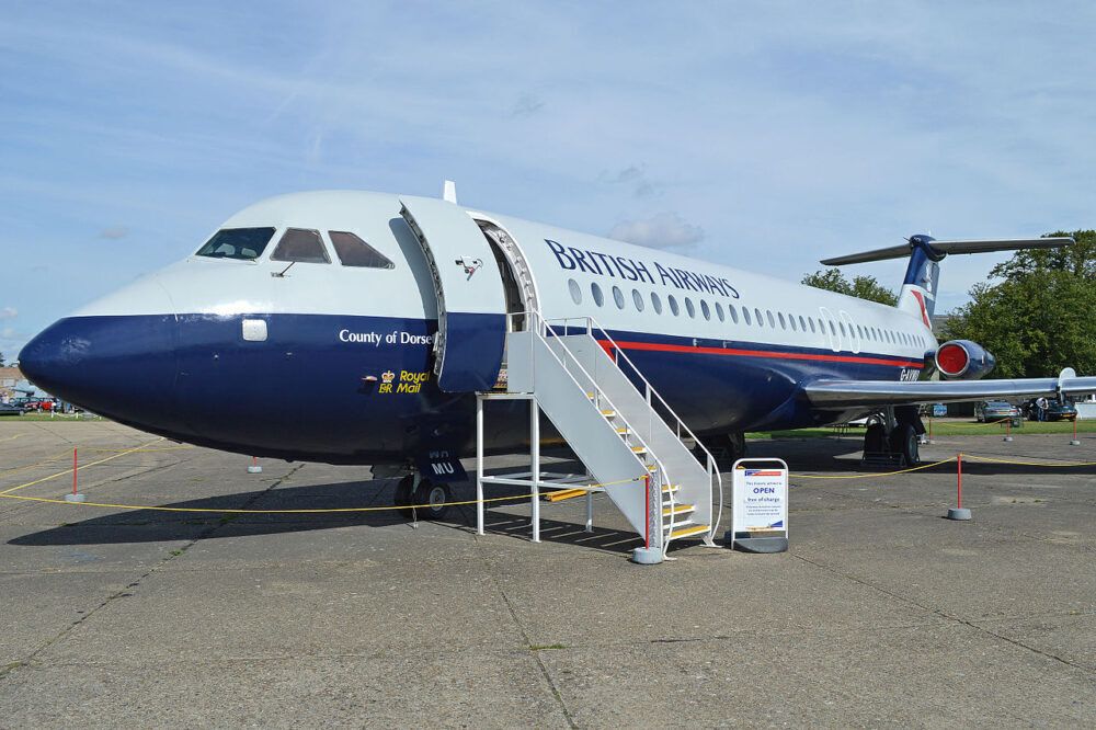 A British Airways BAC 1-11 on display.