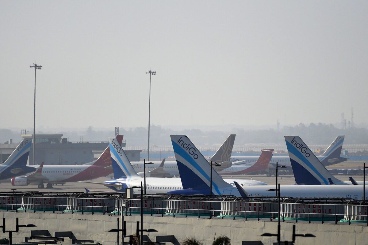 Multiple Indian airlines parked