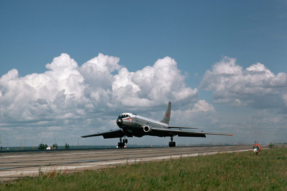 A Tupolev TU-104 Aircraft Takes Off From Novosibirsk