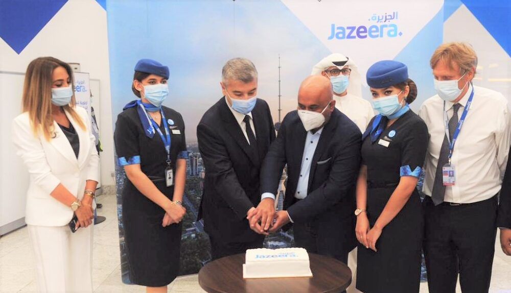 Jazeera first flight to Tashkent cake cutting