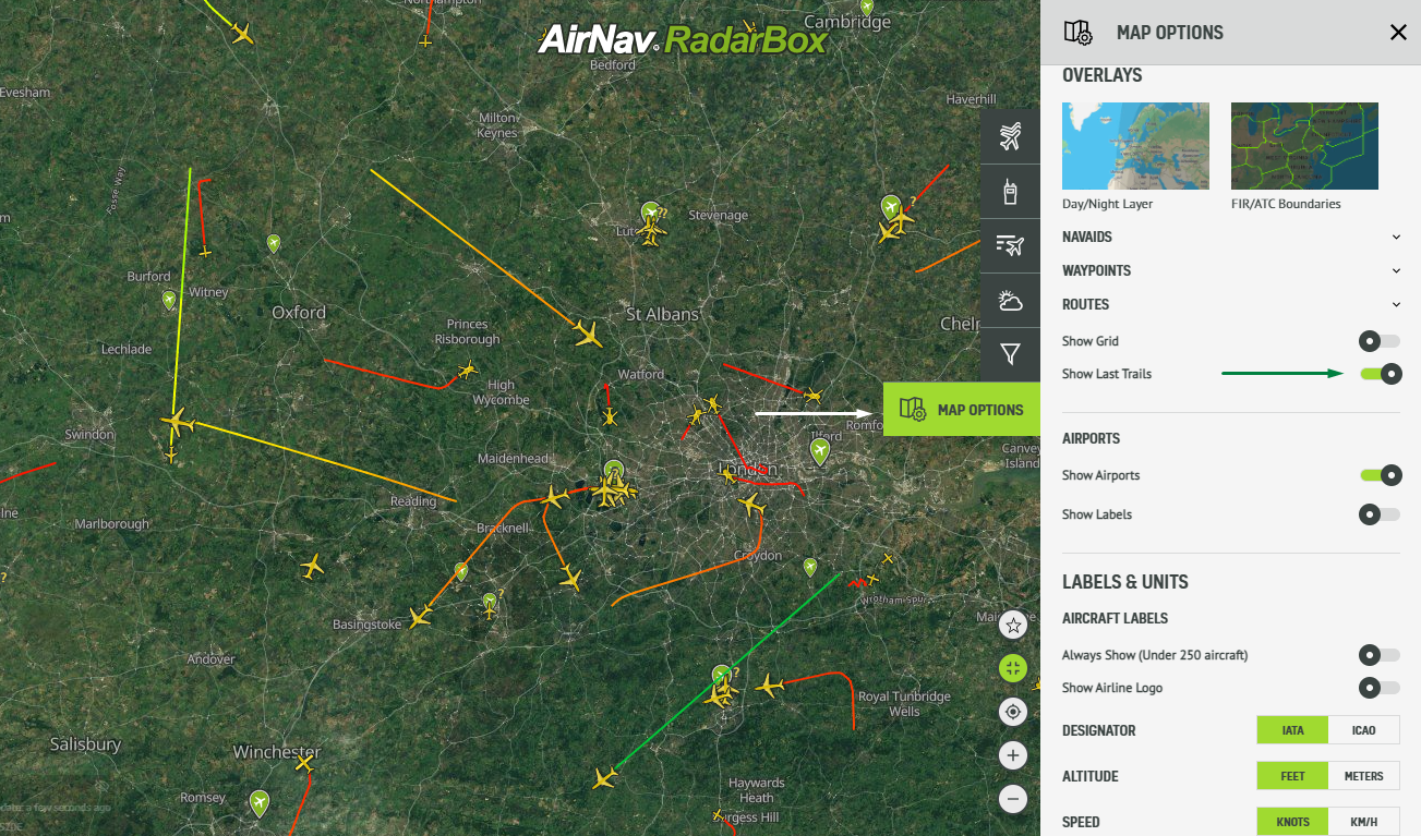 RadarBox.com, Flight Tracking, Aircraft Trails