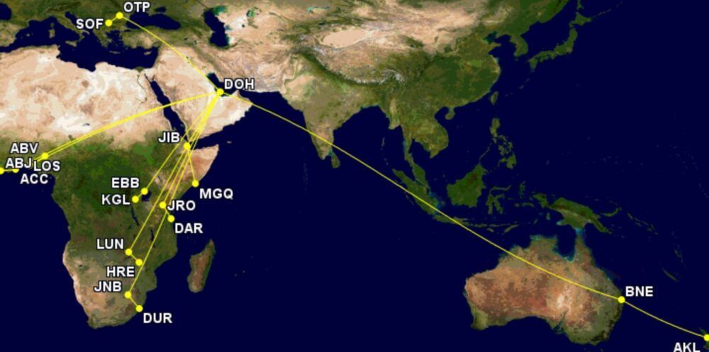 Qatar Airways' one-stop services in August 2021