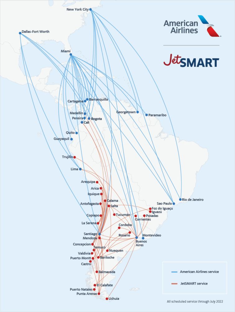 American JetSMART Route Map