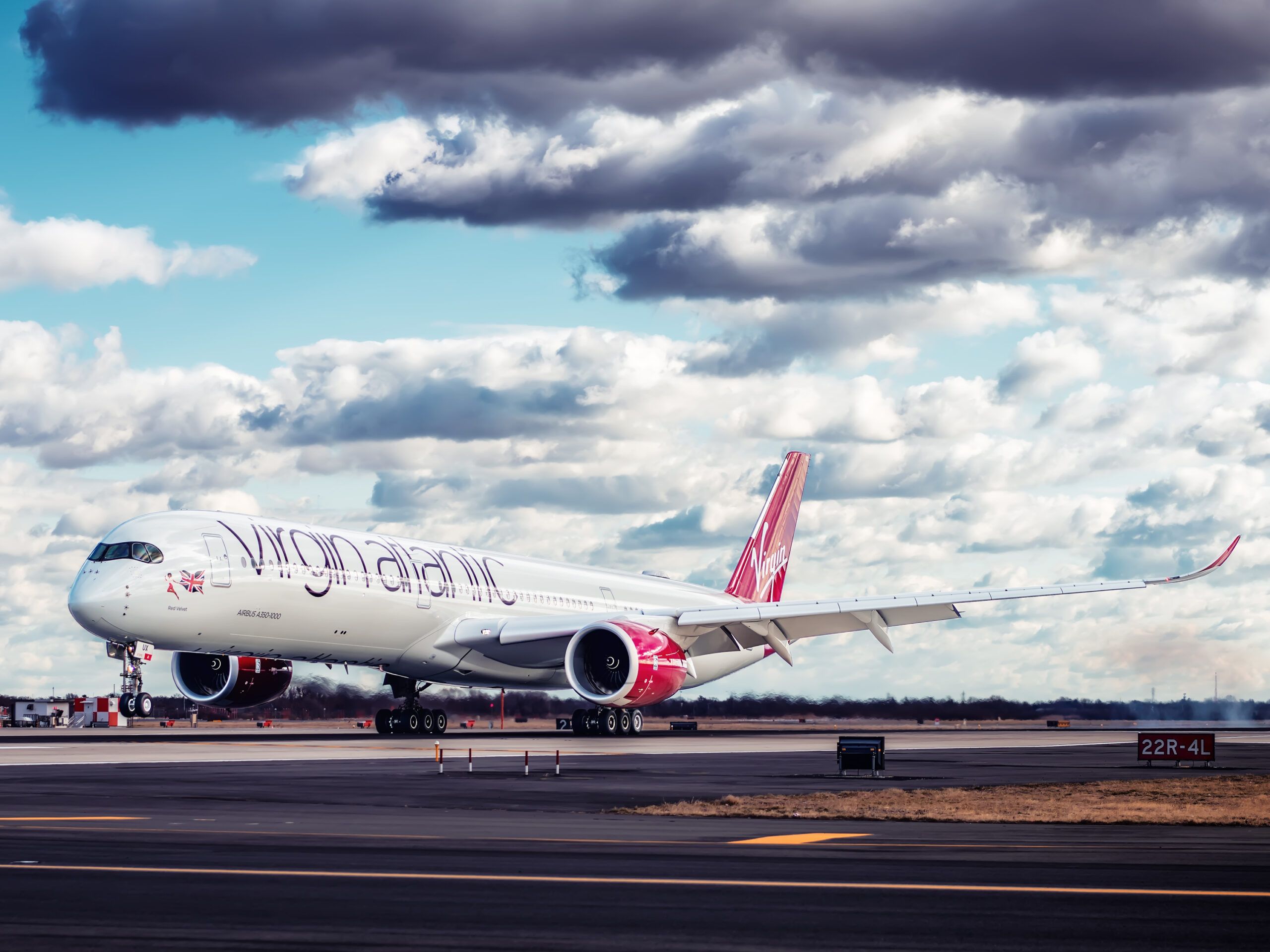 A Virgin Atlantic Airbus A350 about to take off. 