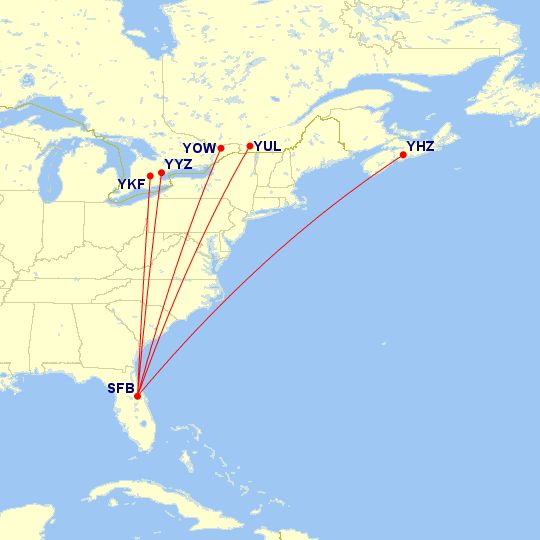 Flair Airlines US routes