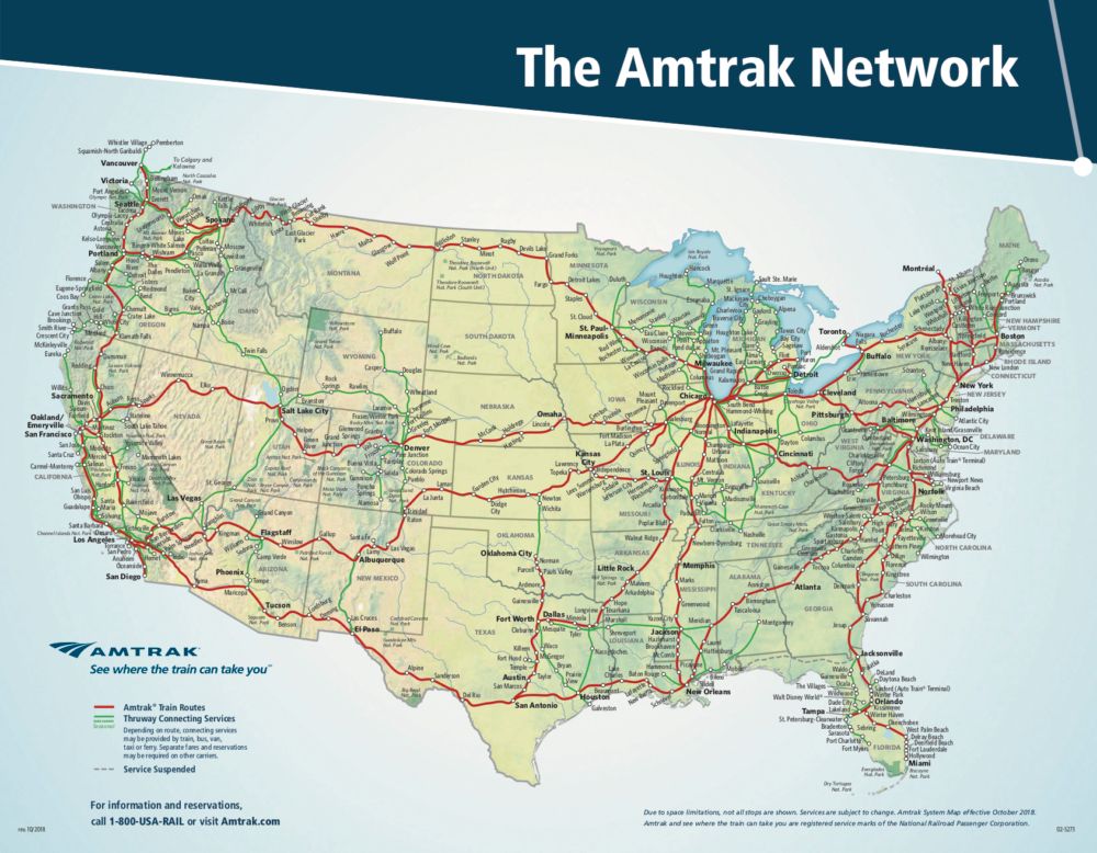 Amtrak route map