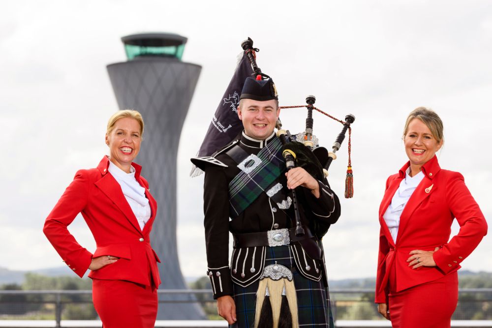 Virgin Atlantic Edinburgh Launch Cabin Crew with Piper Conner Pratt