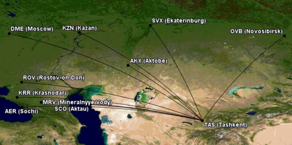 Potential international Uzbekistan Express routes