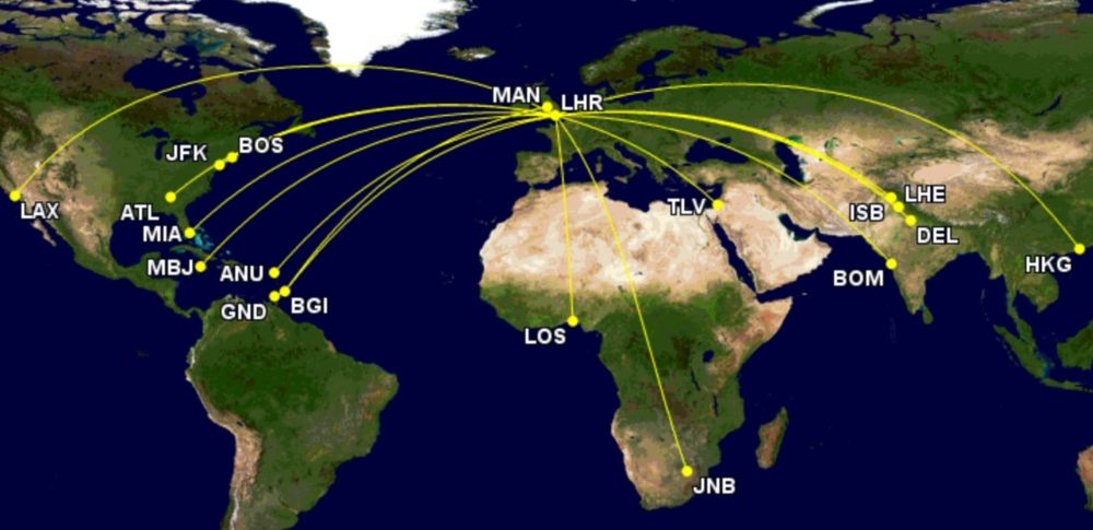 Virgin's routes in early September