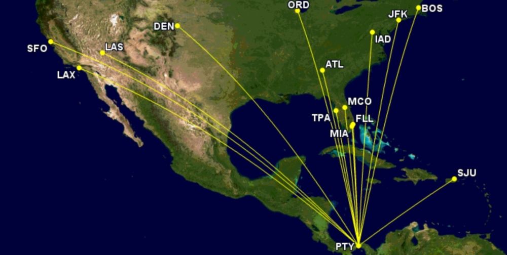 Copa's US route map week of December 12th 2021