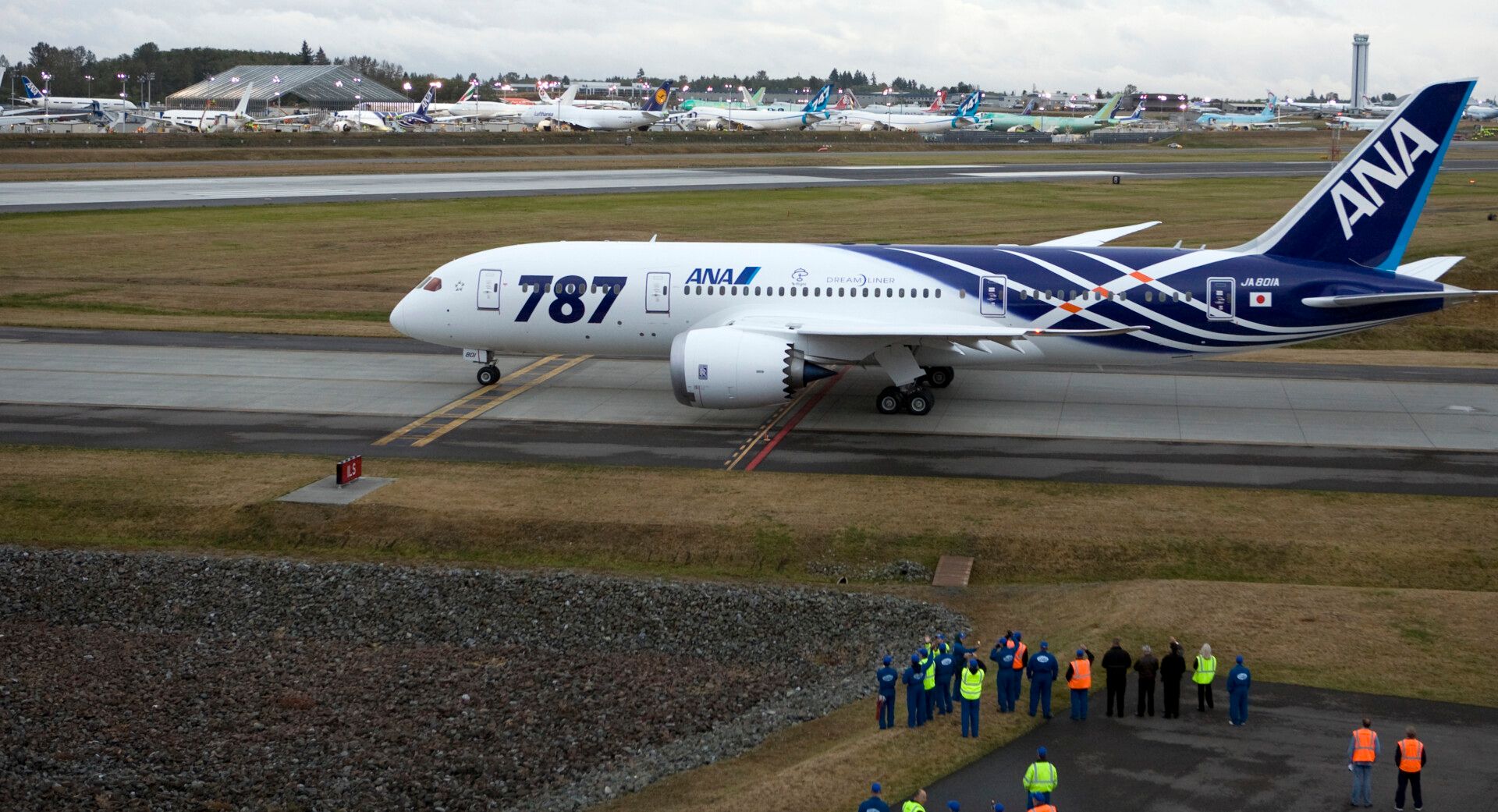 The delivery ceremony for the first ANA Boeing 787