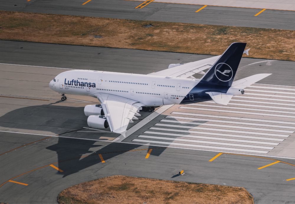 Lufthansa Airbus A380 taking off