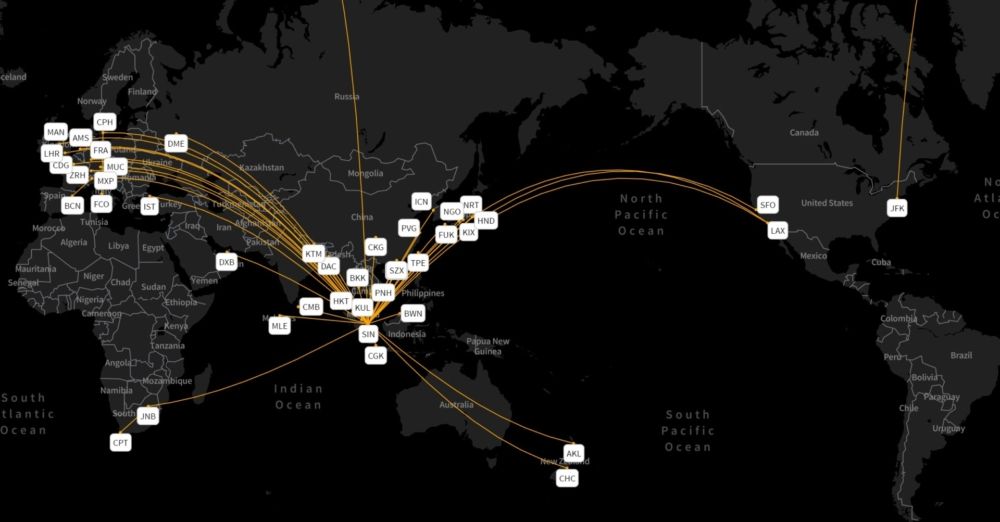 Singapore Airlines' network week beginning September 24th