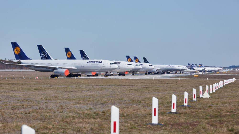 Lufthansa parked planes