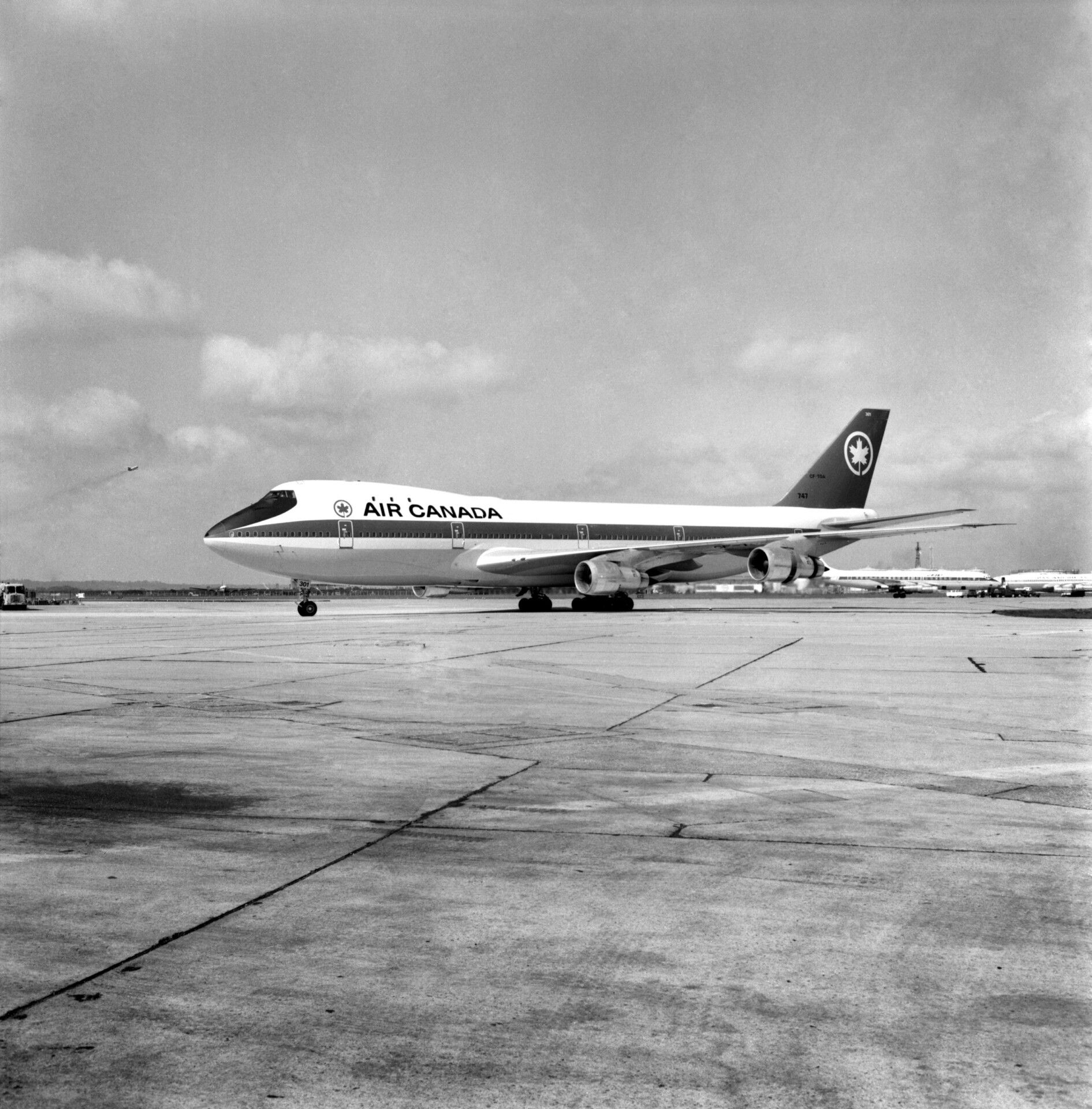Air Canada's first Model 747 entered service at the end of April 1971. It flew between Vancouver, British Columbia, and Toronto, Ontario