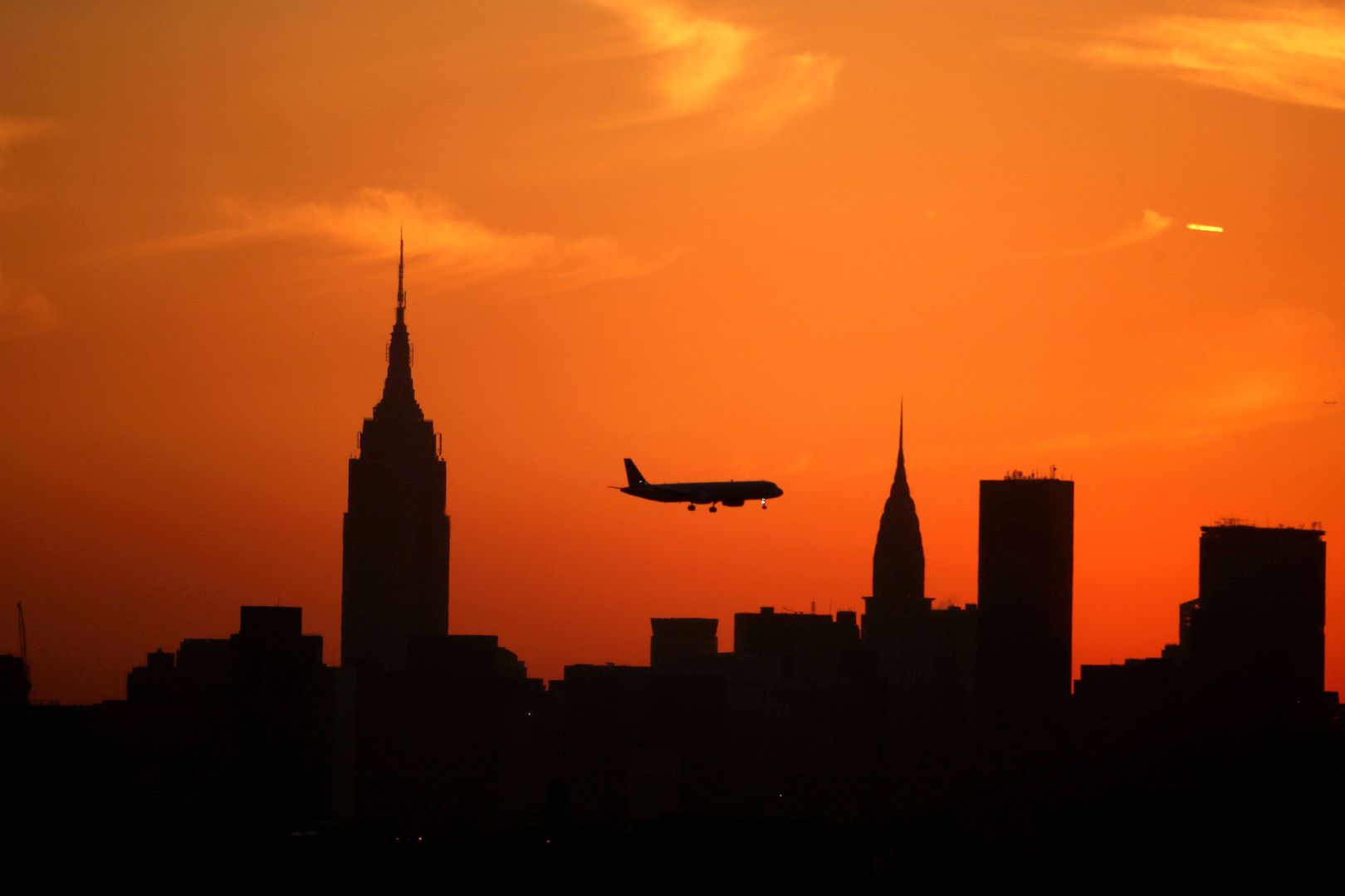 Sunset over Manhattan, New York.