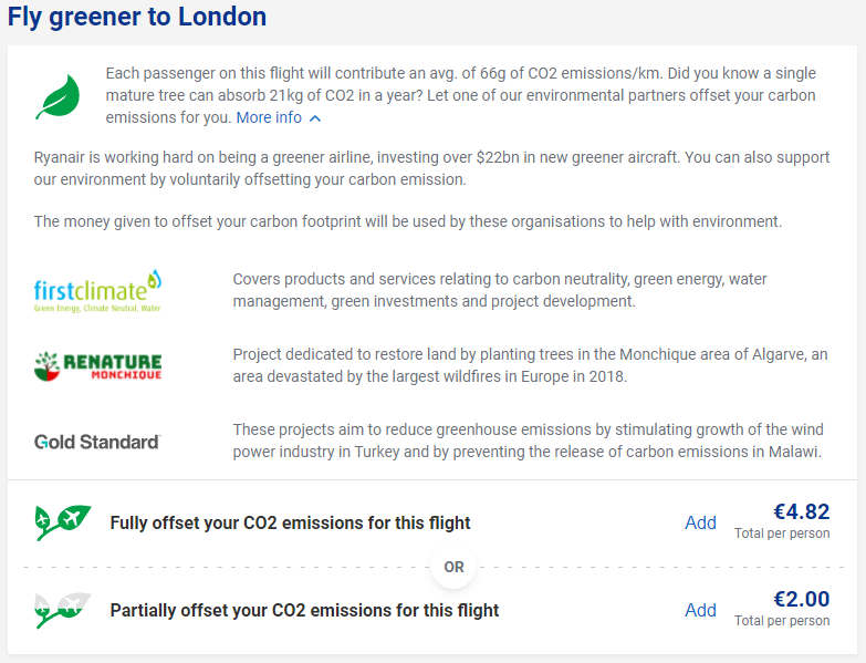 Ryanair, Carbon Offset, Emissions