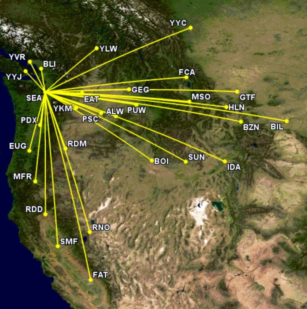 Alaska Airlines' Q400 routes from Seattle
