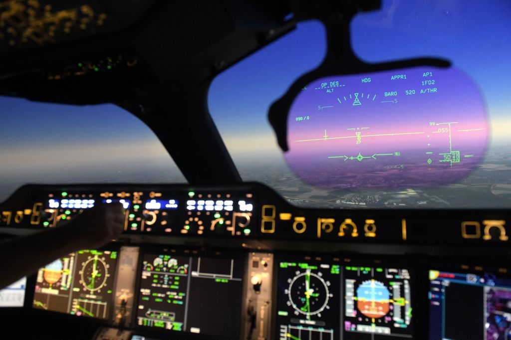 Air France A350 Flight Simulator Heads-Up Display Getty