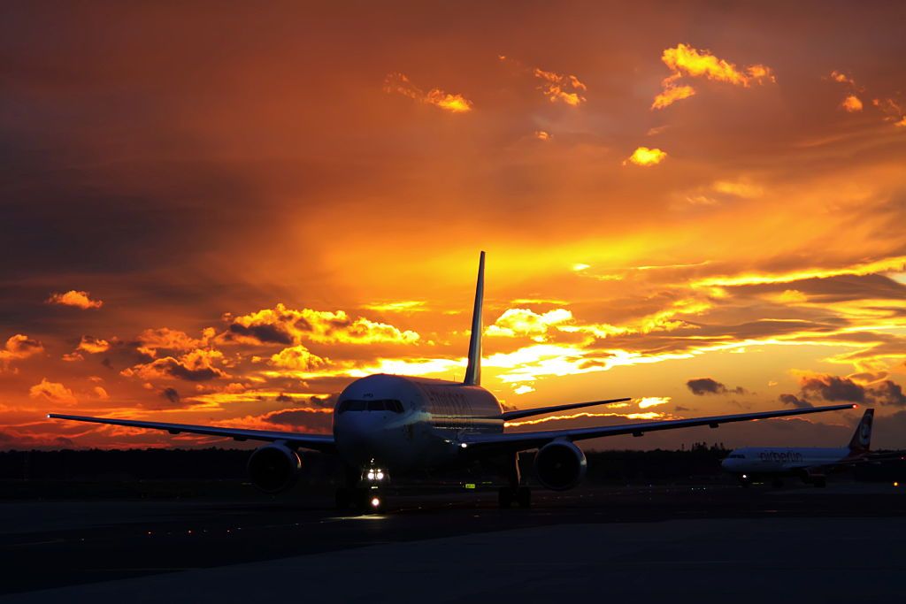 Ethiopian Boeing 767 Sunset Getty