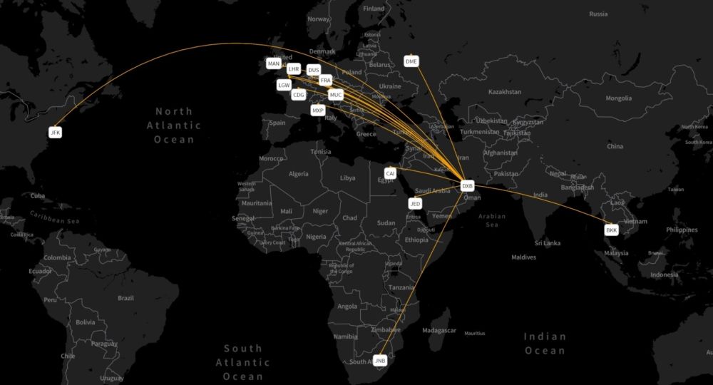 Routes with 2+ daily A380 flights