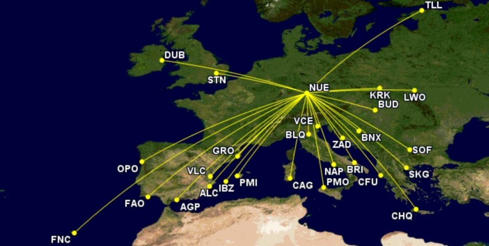 Ryanair's Nuremberg network in summer 2022