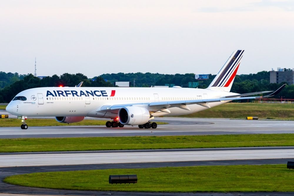 Air France A350 taking off on runway
