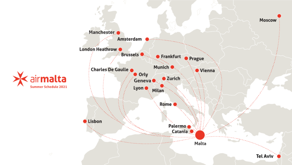 Air Malta route map