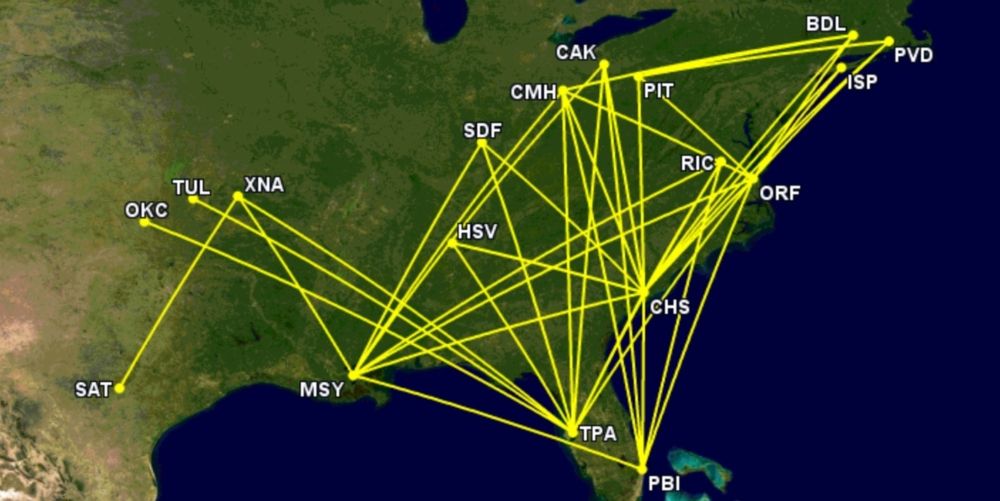 70 Aircraft And 70 Cities The Next 3 Years For Breeze Airways   Breezes Route Network In February 2022 1000x501 