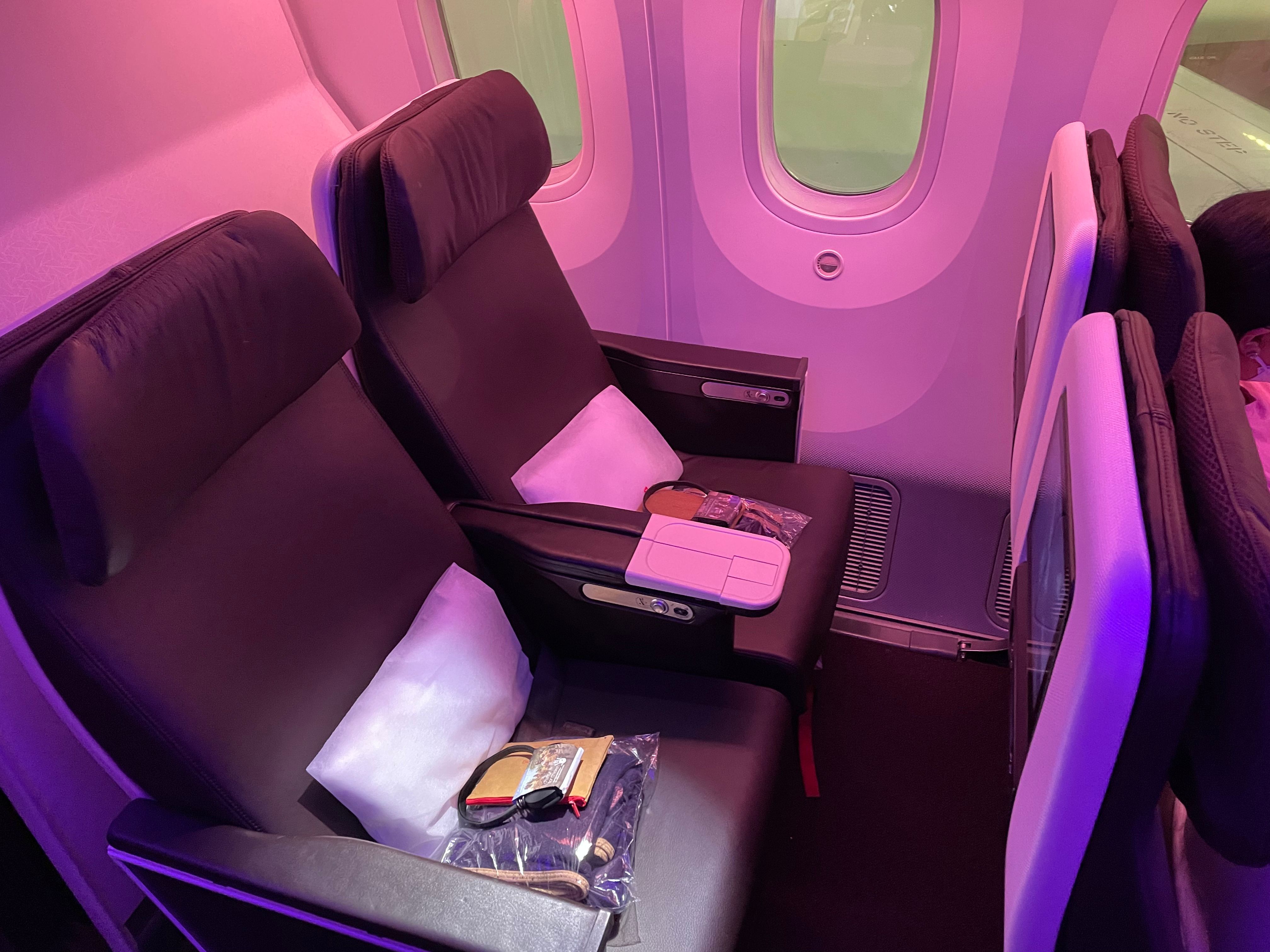 Inside the Virgin Atlantic premium economy cabin.