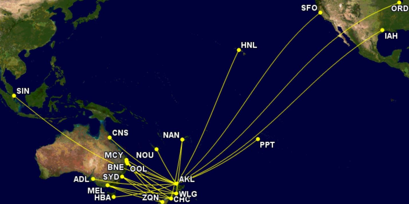 Air New Zealand's returning international network