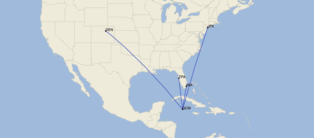 Cayman Airways US network