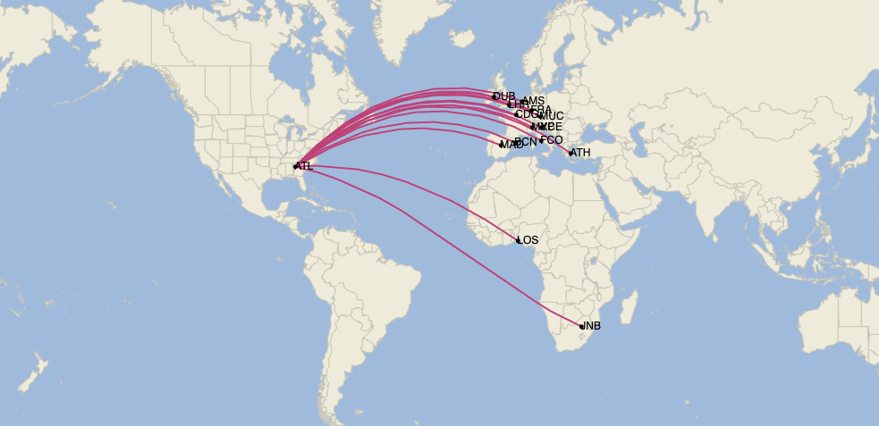 Summer 2022: Delta Air Lines' Transatlantic Network