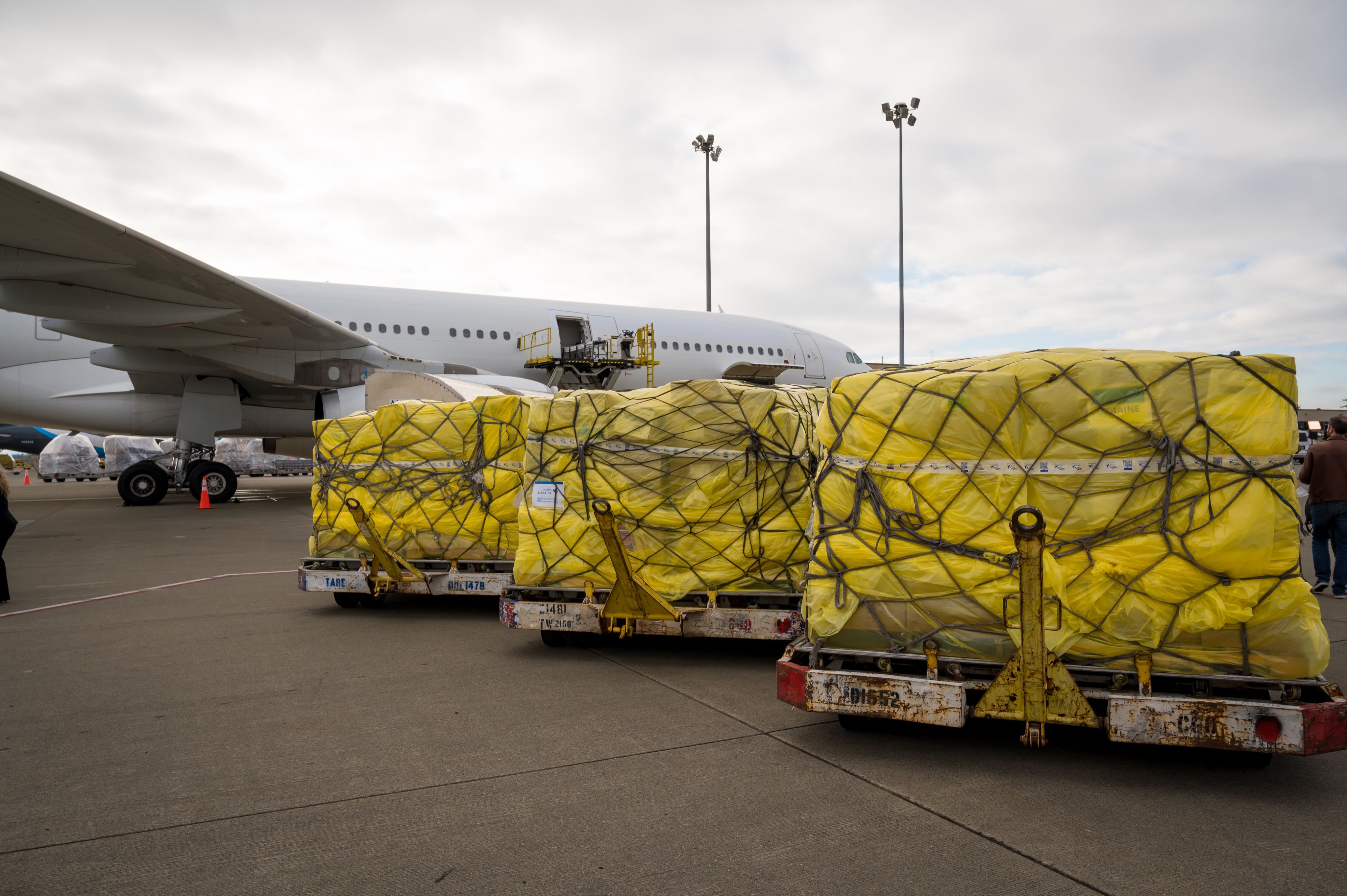 Aid for Ukraine Being Loaded on Airplane at Sea-Tac International