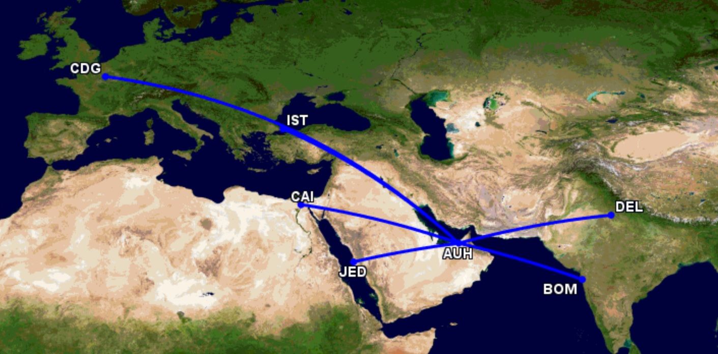 Etihad's initial A350-1000 network