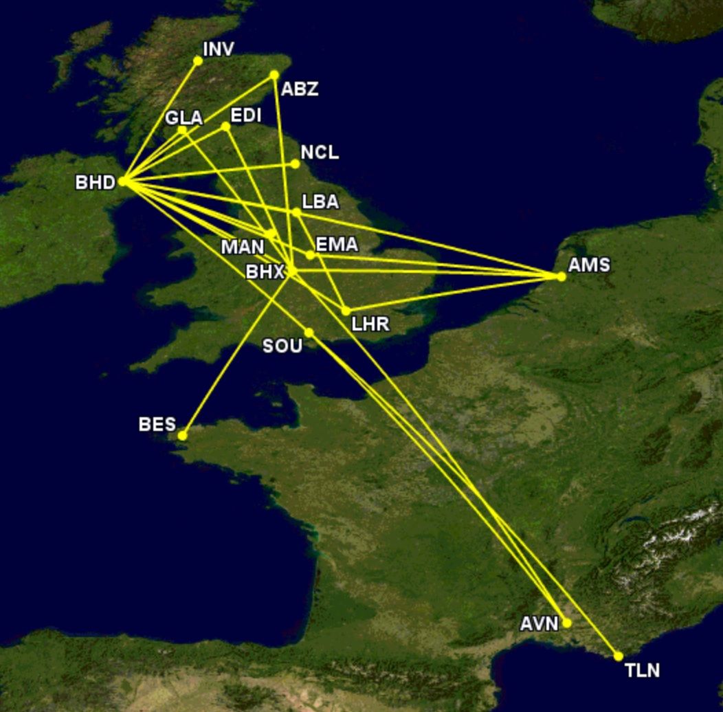 New Flybe's initial route network