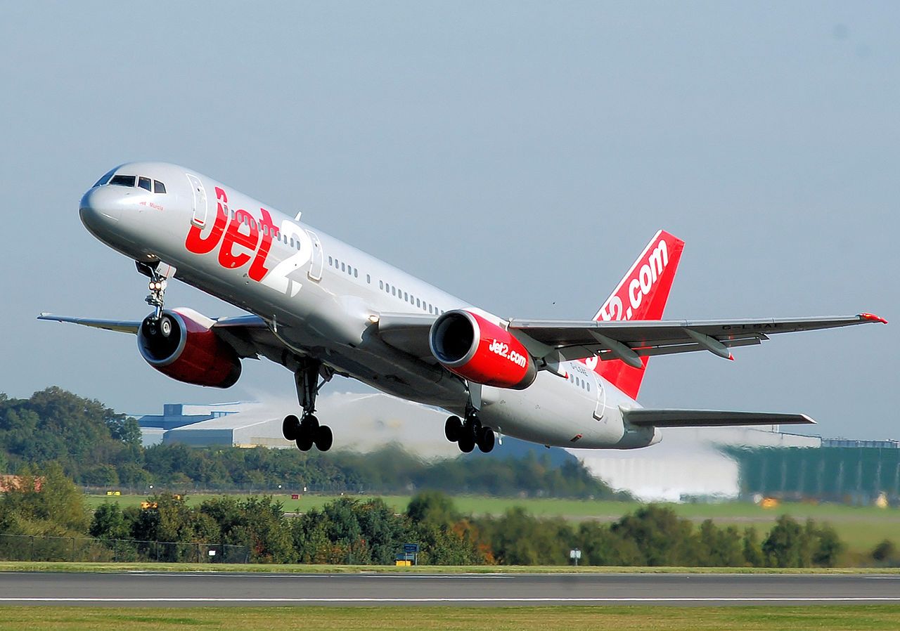 A Jet2 Boeing 757 taking off.