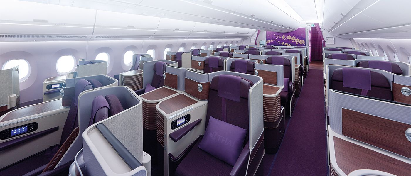 Very private, very comfortable lie flat seats in the Thai Airways business class cabin. 