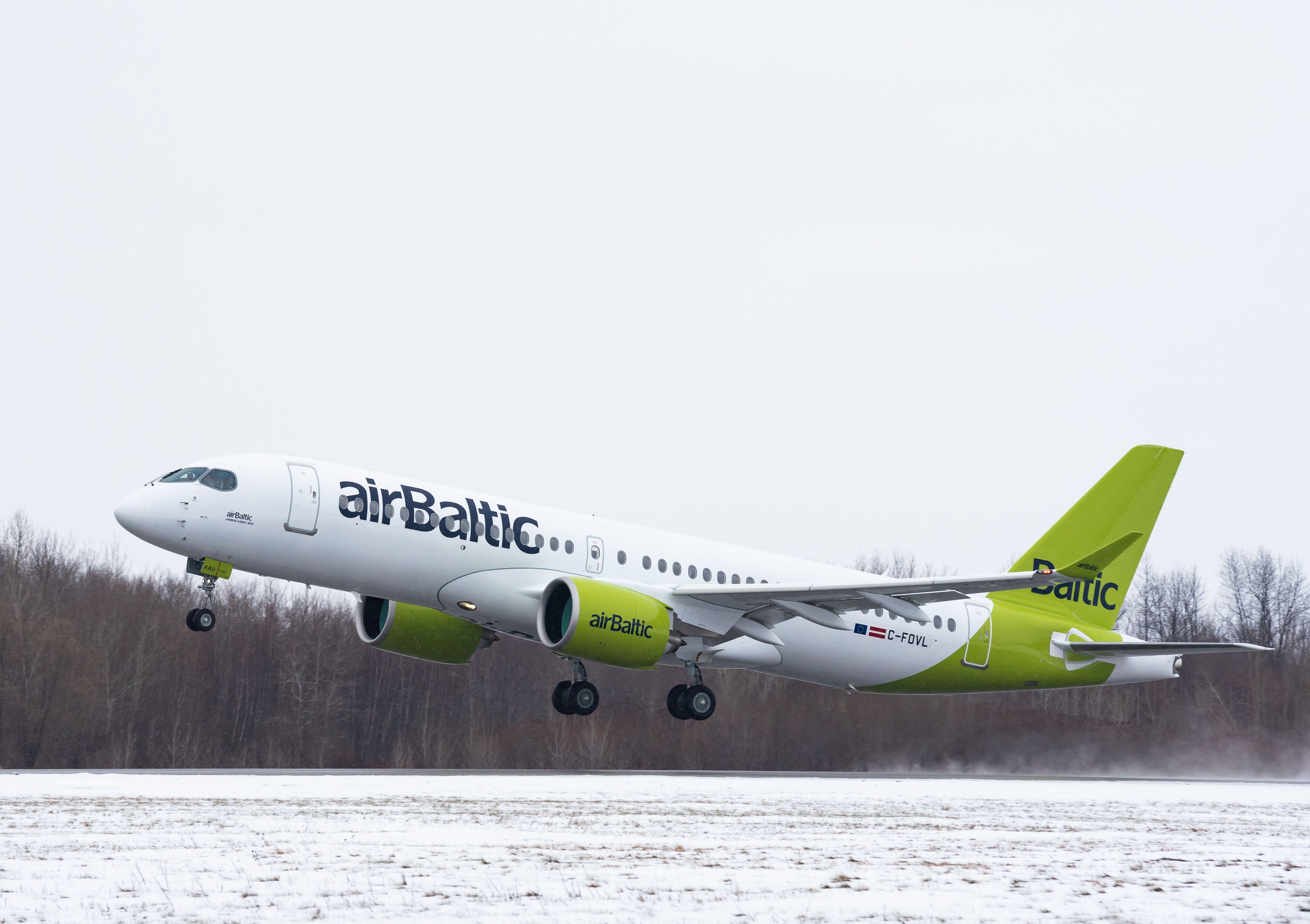 Takeoff of milestone airBaltic A220