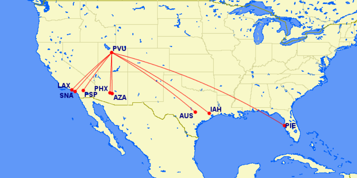 Allegiant Air Prove Route Map