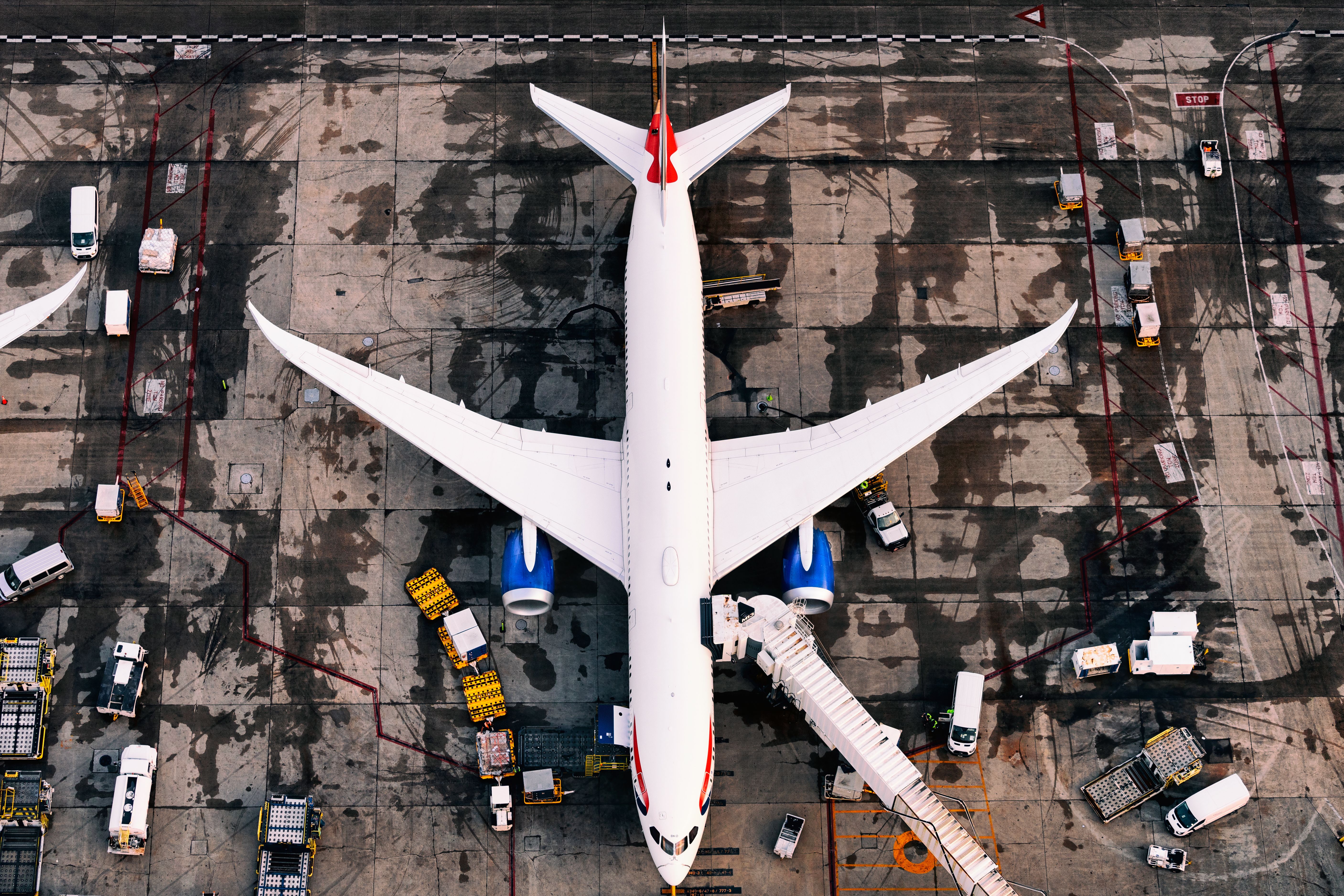 Top Down photo of a British Airways Boeing 787-9 Dreamliner registered as G-ZBKO